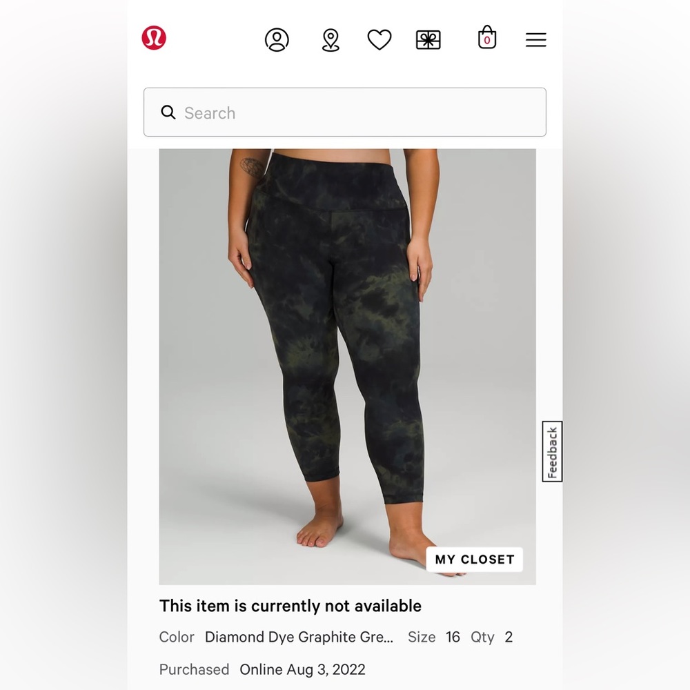 Lululemon Align High-Rise Pant 25
Diamond Dye Graphite Grey Bronze Green
Size 16